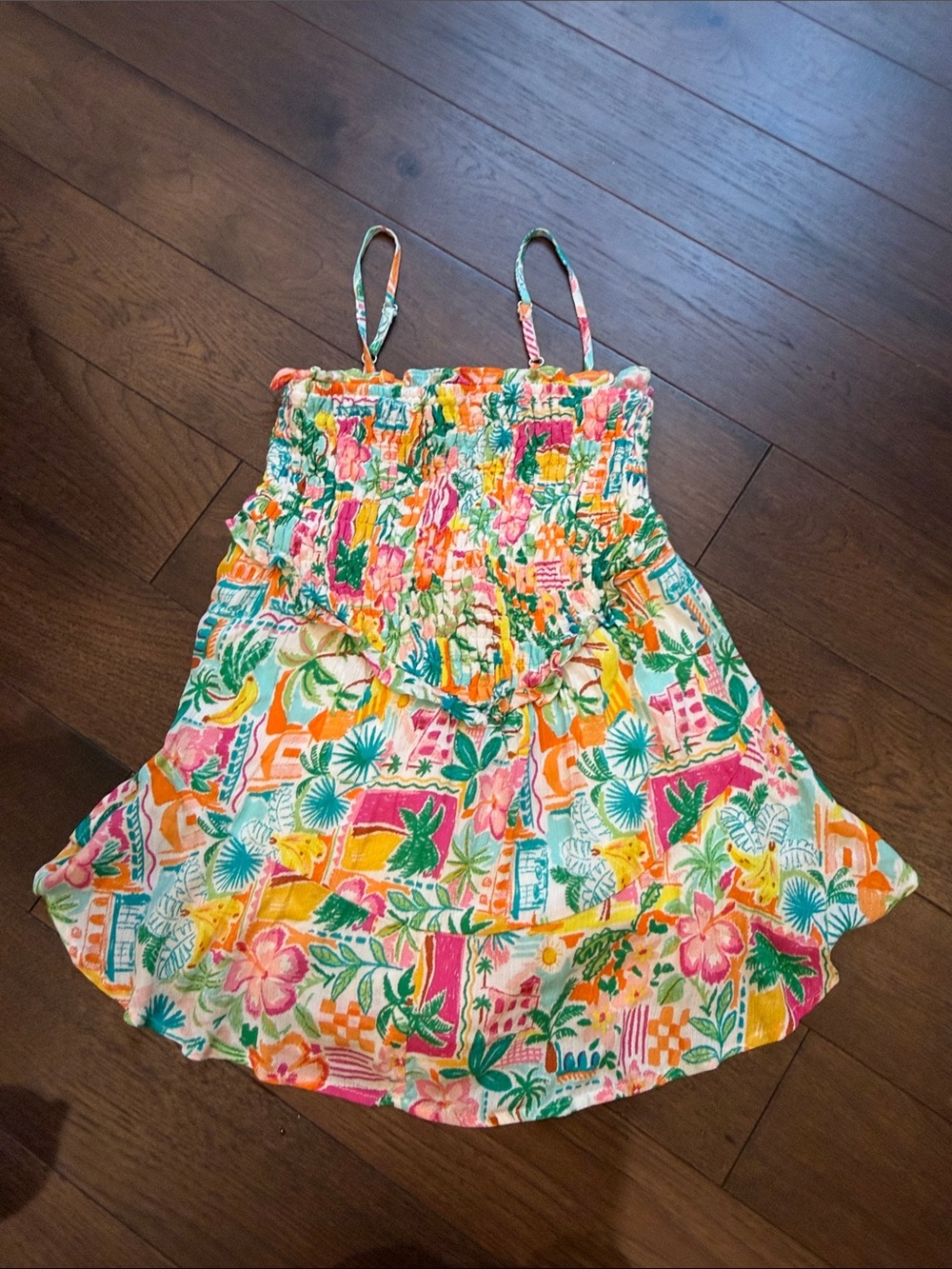 No Boundaries Tropical Floral Smocked Romper - Small 4/6 - C72-068